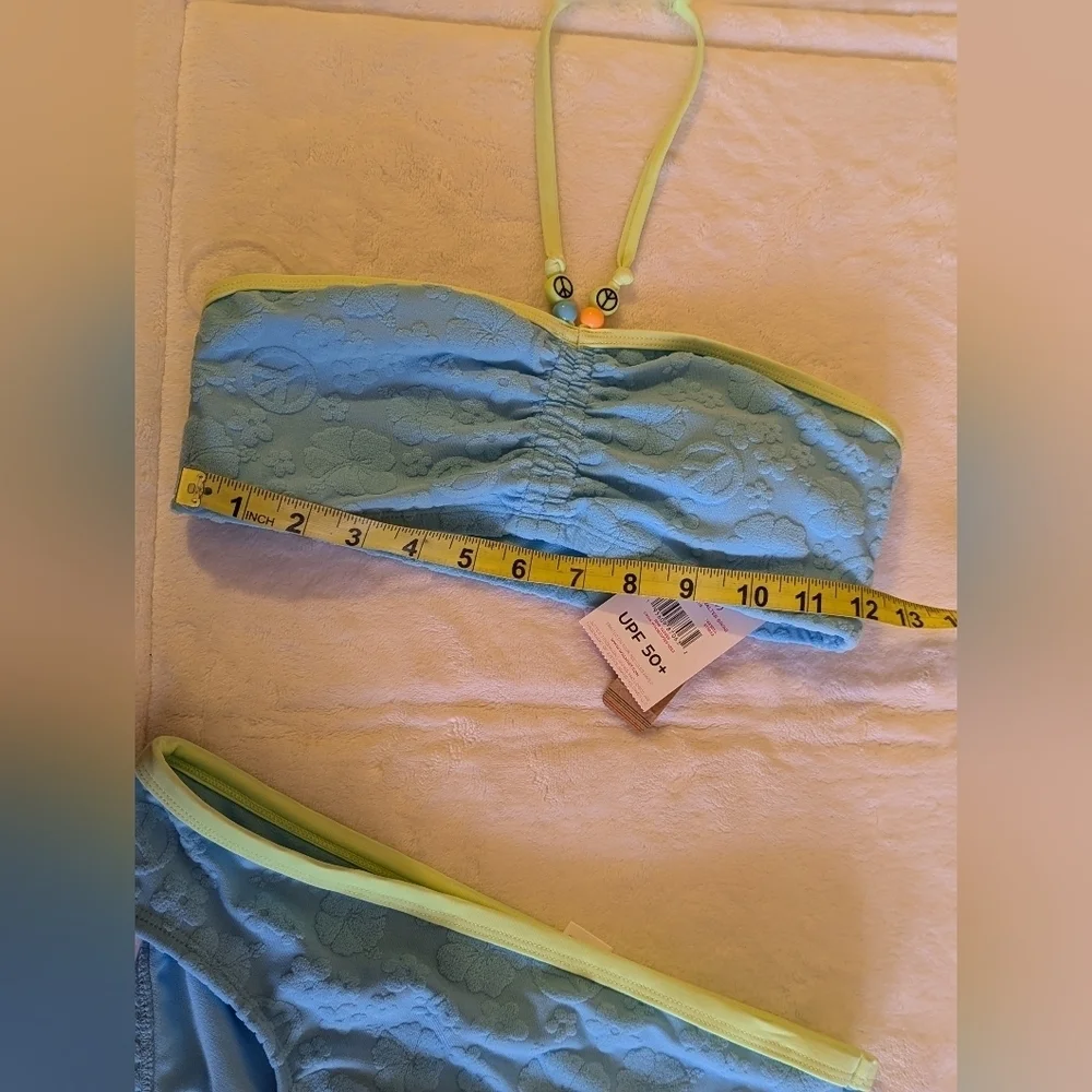 Justice Justice Girls 2 Piece Flounce Top Bikini Swimsuit Light Blue Size L(12/